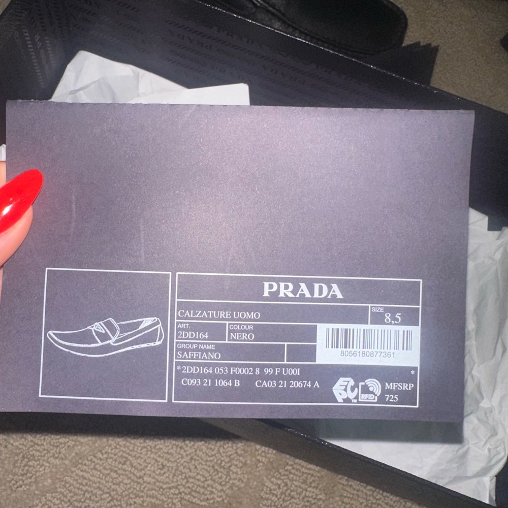 Prada Black Leather Loafers with Metal Hardware - Picture 5 of 5